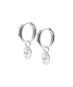 Cosmos Birth Flower Silver Huggie Earring Charms HO-2716